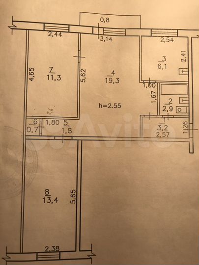 3-к. квартира, 59,5 м², 5/5 эт.