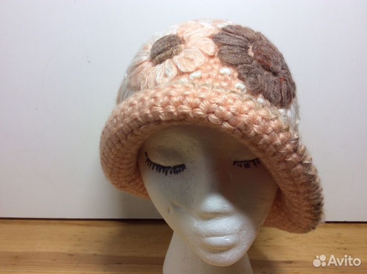 Персиковая шляпка с люрексом, 55-58, арт 213