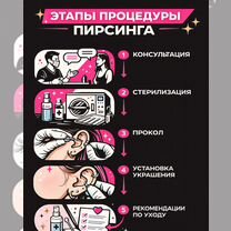 Пирсинг, прокол ушей, носа, пупка, хеликс, септум, Москва