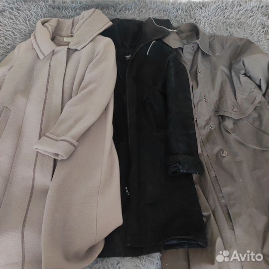 Куртка женская кожаная, пальто, плащ. Лот 52-54