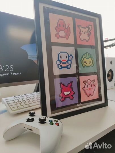 Картина по франшизе pokemon в стиле pixel art
