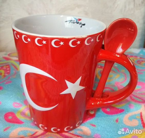 Чашка кружка с ложкой, сувенир, Турция