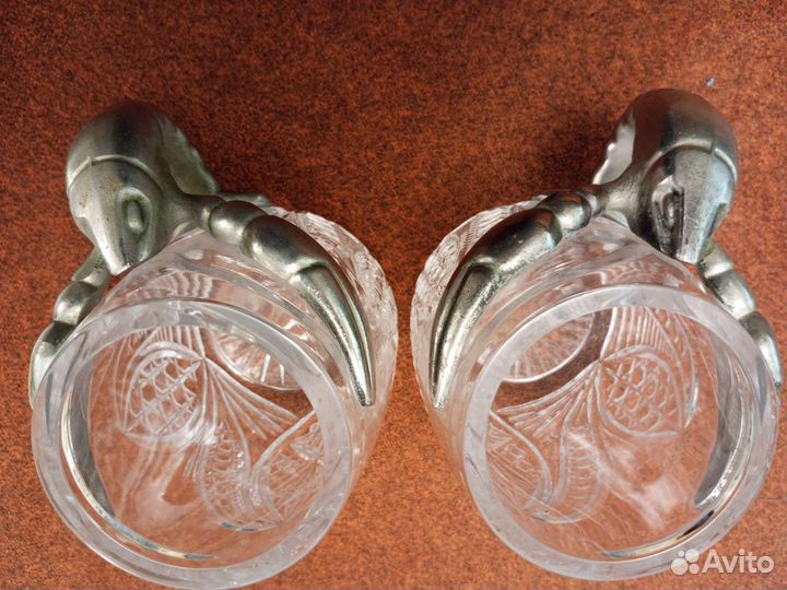 Пивная хрустальная кружка СССР с Раком