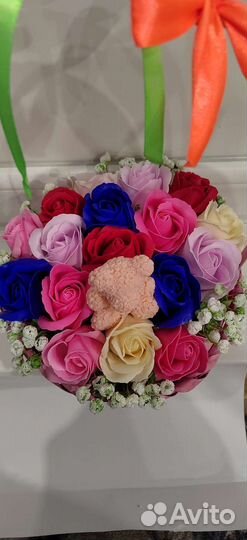 Корзинка с мыльными розами