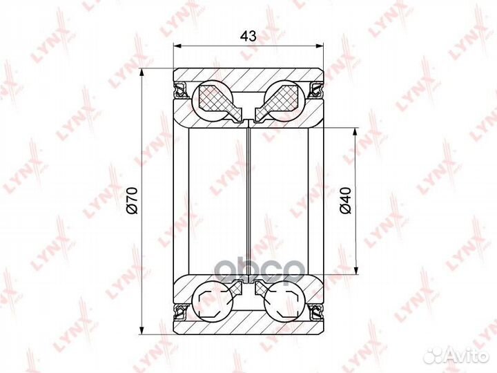 Подшипник ступицы задний 43x40x70 WB-1337 lynxauto