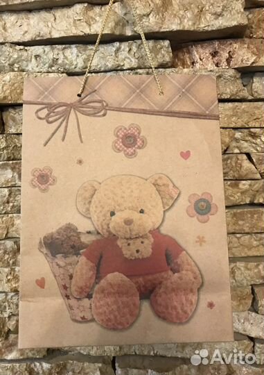 Пакет крафт Мишки, 19*25*8 см