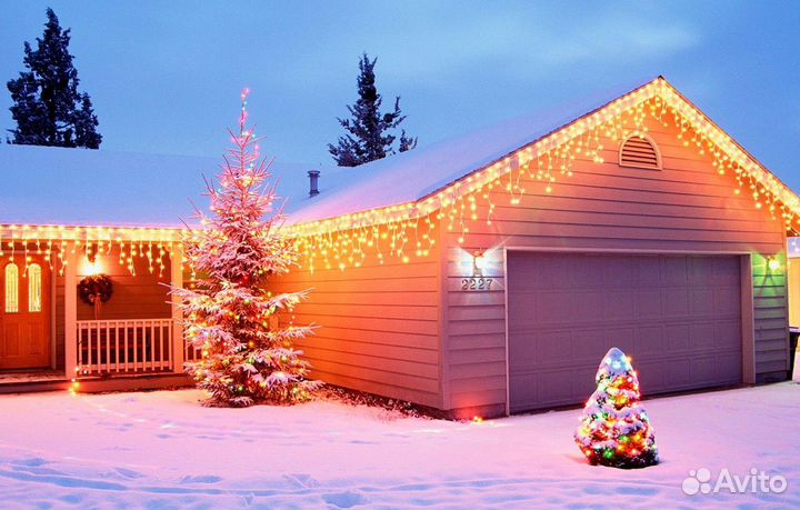 Украшение домов гирляндами