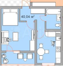 1-к. квартира, 40 м², 5/9 эт.