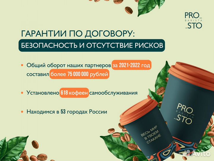 Бизнес кофейня самообслуживания - отправка по РФ