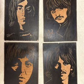 Группа "Beatles",черная лаковая резьба 45x25