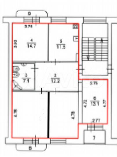 4-к. квартира, 91,4 м², 5/6 эт.
