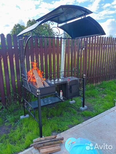 Кованый мангал с печкой
