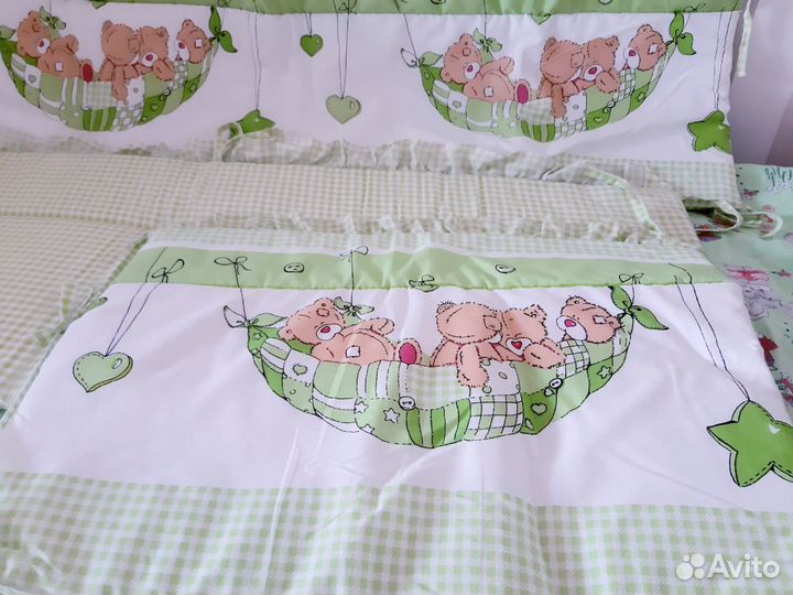 Бортики в детскую кровать новые 100 х/б