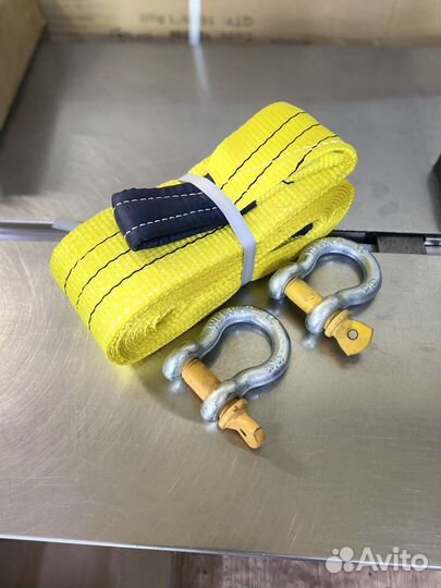 Трос буксир для авто 10,5 тн. / 10 м 2 скобы