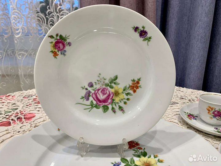 Сервиз Мейсенский букет Kahla и кофейник Богемия