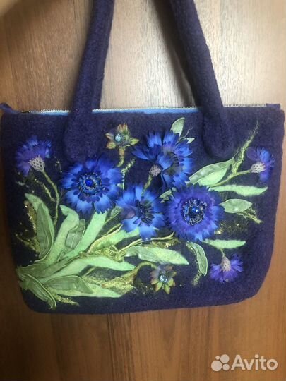 Красивая валяная сумка васильки