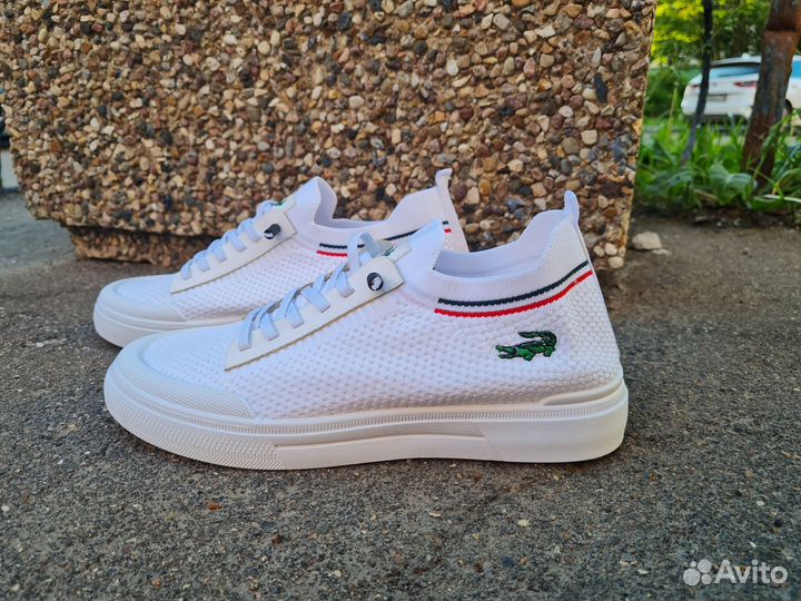 Мужские кеды Lacoste белые на лето новые