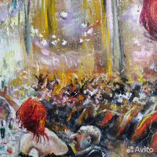 Банкет картина маслом на холсте 40х60 см