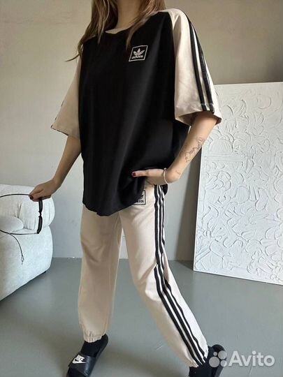 Женский костюм Adidas Oversize турецкой двухнитки