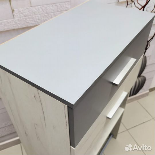 Тумба для обуви Юнона Дуб Белый Craft/Серый Шифер