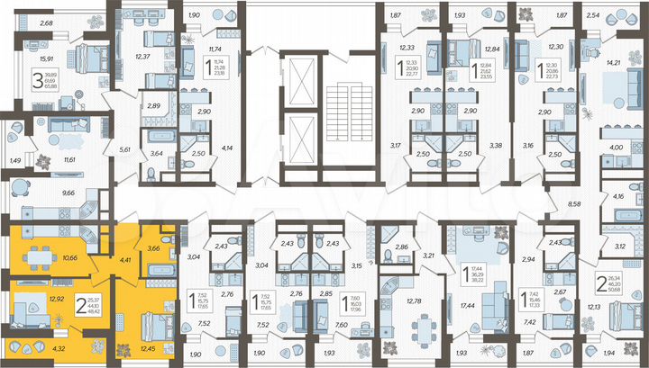 2-к. квартира, 48,4 м², 10/19 эт.