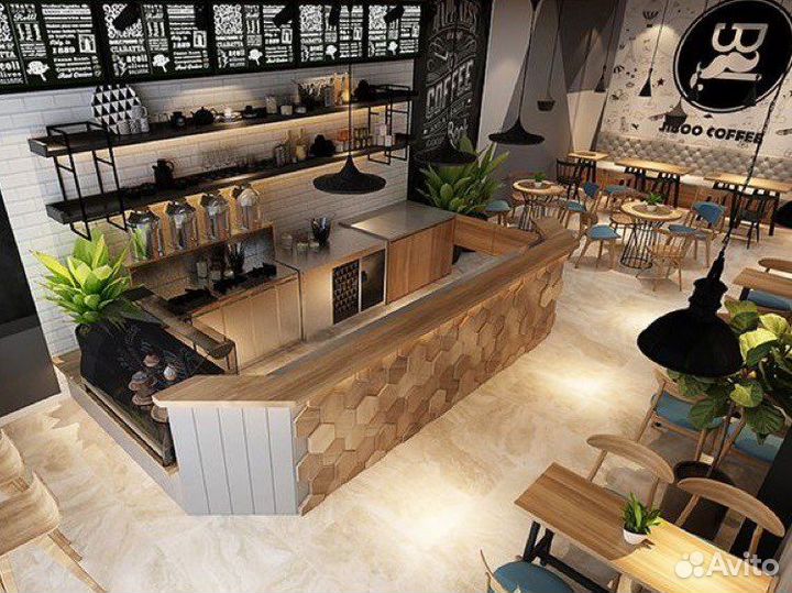 Барная стойка для гостей кофейни, мебель на заказ
