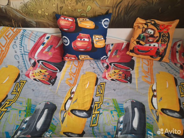 Плед покрывало 150 200 тачки и подушки