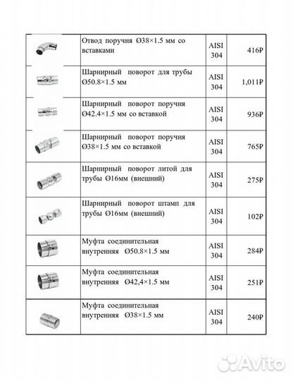 Комплектующие, фурнитура для перил из нержавейки