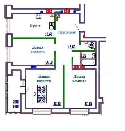3-к. квартира, 85,5 м², 3/9 эт.