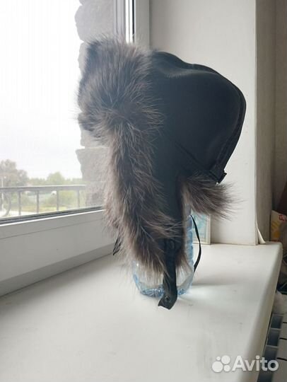 Мужская шапка урана с мехом енота