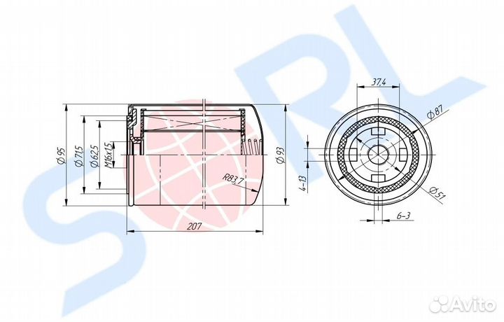 Фильтр топливный M16x1.5 DAF, renault (H18WDK05)