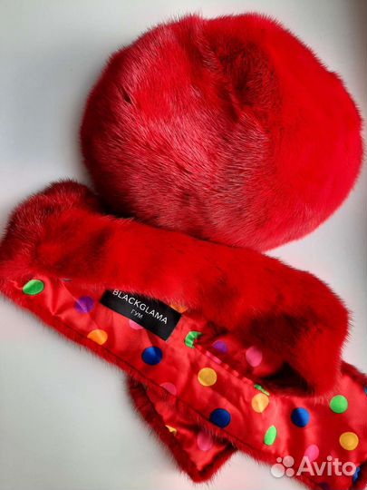 Шарф и берет из норки Blackglama гум