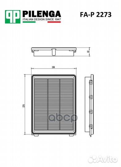 Фильтр воздушный FA-P 2273 FAP2273 pilenga