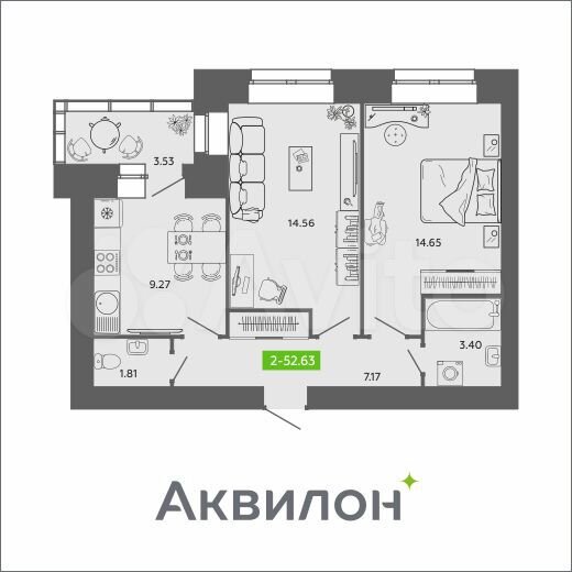 Квартира-студия, 26,4 м², 13/16 эт.