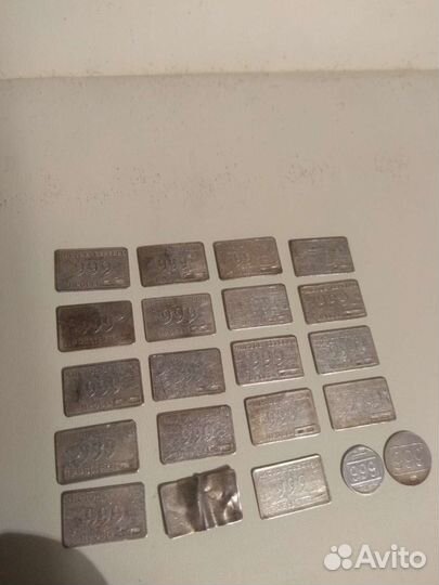 Серебряные пластины, жетоны, 999 пробы