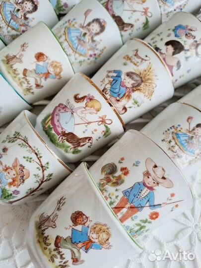 Детские чашки фарфор ГДР, детский сервиз винтаж