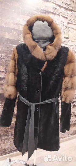 Шуба мутон и норка