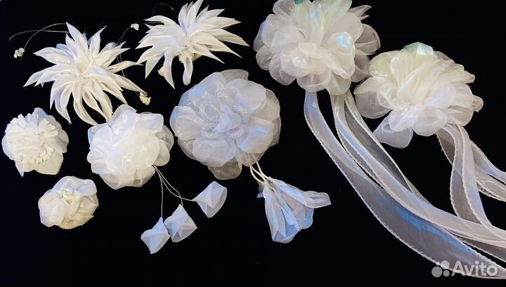 Банты для волос белые