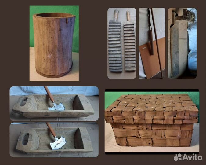 Предметы старинного быта корыто, коромысло, рубель