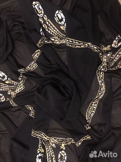 Платок палантин большой черный шифон