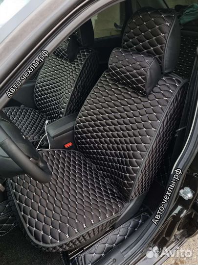 Чехлы-накидки Лада Гранта - Лада Веста с белой нит