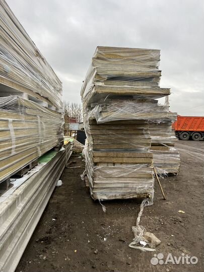 Сердвич панели 100 мм, мин вата, стеновые, 6 мет