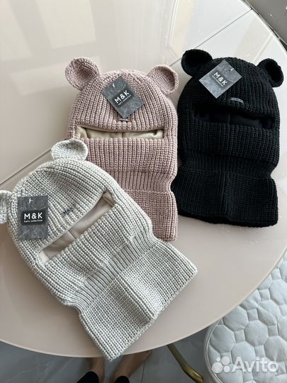 Шапка шлем мишка детская зима