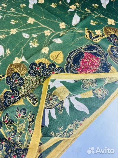 Платок шаль кашемир Hermes зеленый