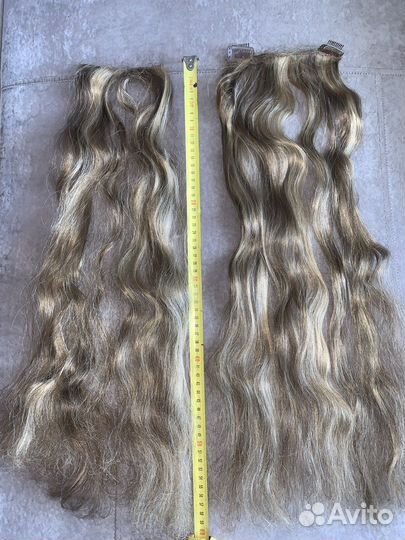Волосы на заколках светлорусые 60 см