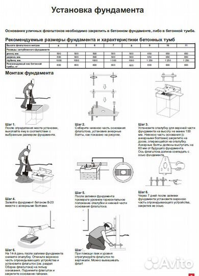 Флагшток 6 метров, комплект с флагом РФ 90х135