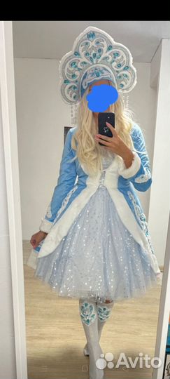 Шикарный костюм Снегурочки взрослый