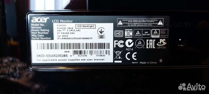 Монитор acer 24