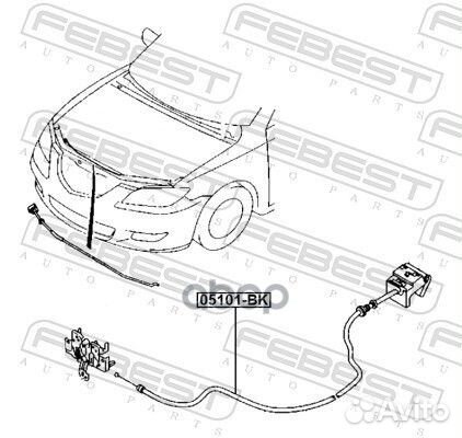 Трос привода открывания замка капота 05101BK