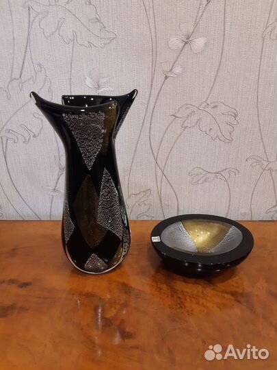 Набор. Ваза + пепельница. Мурановое стекло. Италия